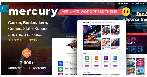 Mercury 3.6.3 – WordPress赌博和赌场会员WordPress主题【含中文语言包】