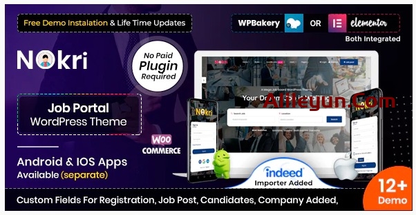 Nokri 1.4.4 – Job Board 职位列表与发布网站主题【含中文语言包】