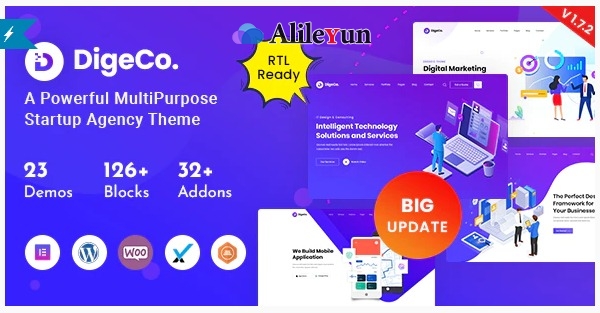 Digeco v1.7.2 – 初创公司WordPress主题【含中文语言包】
