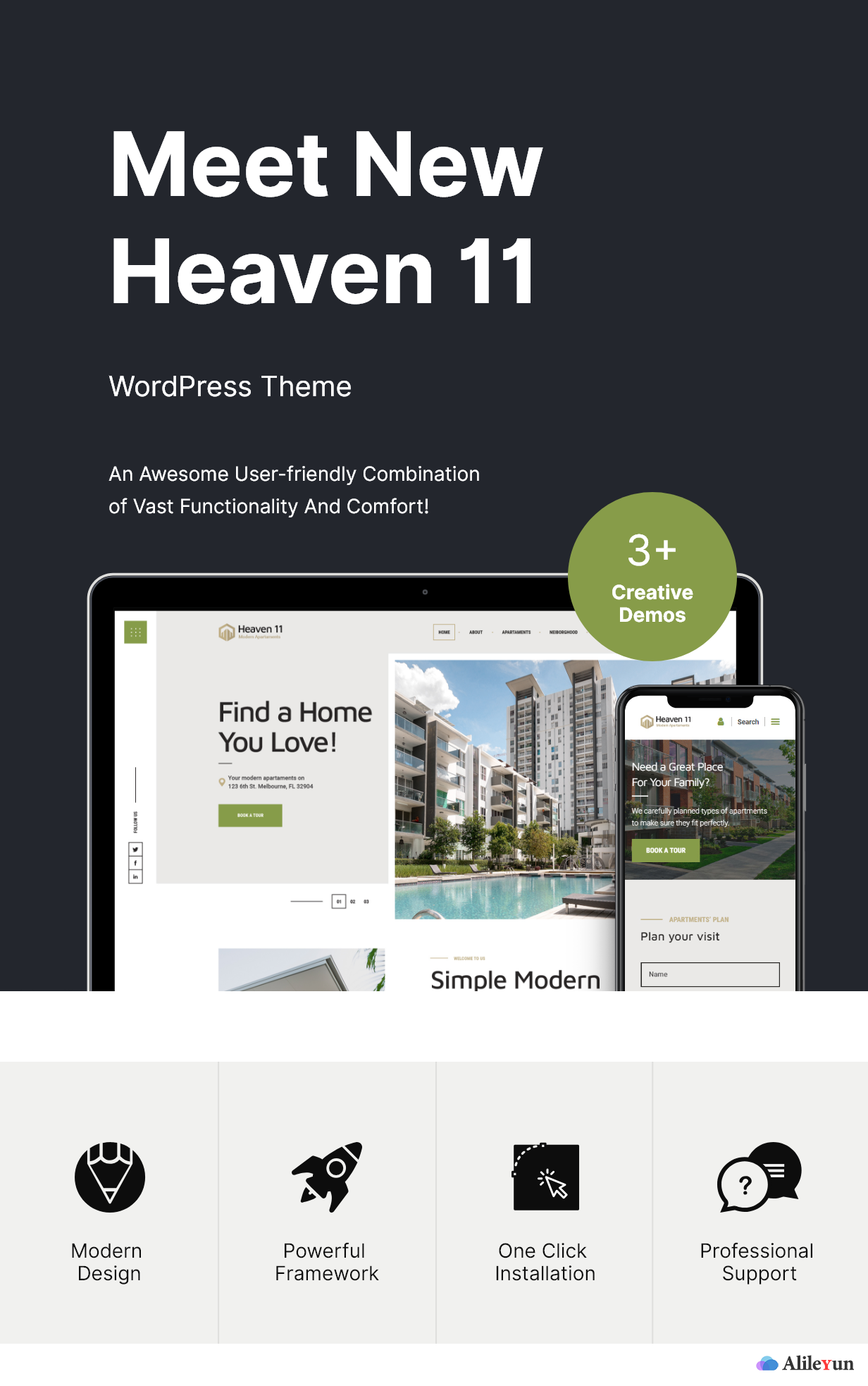 Heaven11 v1.0.3 – 物业和公寓房地产WordPress主题【含中文语言包】