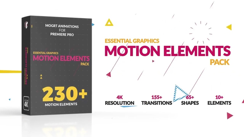 【PR预设】230个Premiere转场图形元素MG动画 Motion Elements Pack+使用教程