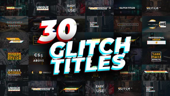 【AE模板】30种抖音信号干扰像素损坏文字标题动画 Glitch Titles