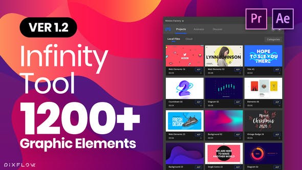 【AE/PR模板+扩展】Infinity Tool v1.2_1200+动画图形模板（Motion Factory Beta版）