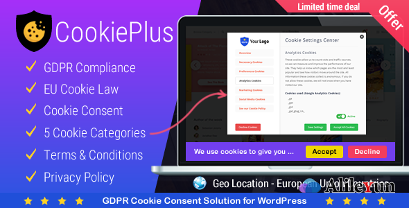 Cookie Plus GDPR 1.5.6–适用于WordPress的GDPR Cookie解决方案