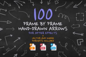 AE模板/PR预设-100种手绘卡通定格箭头动画 Frame By Frame Hand Drawn Arrows