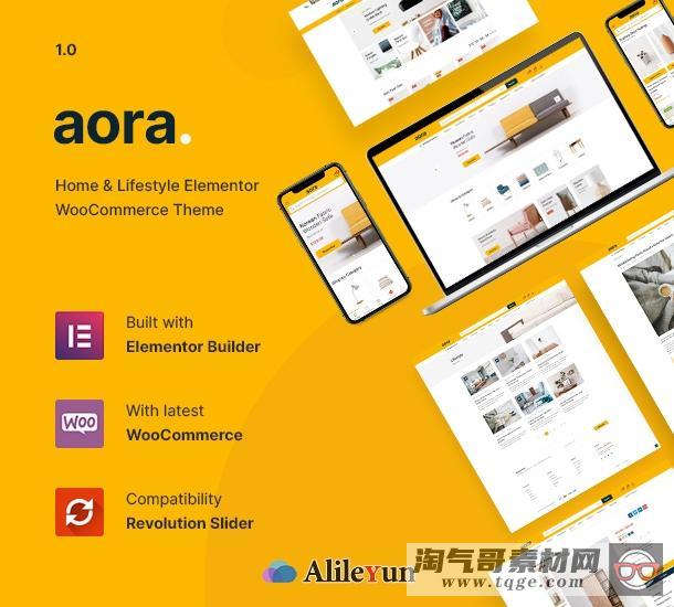 Aora 1.0.9 – WooCommerce家庭和生活方式网站主题【含中文语言包】