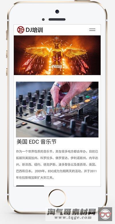 (自适应手机版)响应式DJ音乐电音培训机构网站dede织梦模板 DJ培训机构网站模板下载