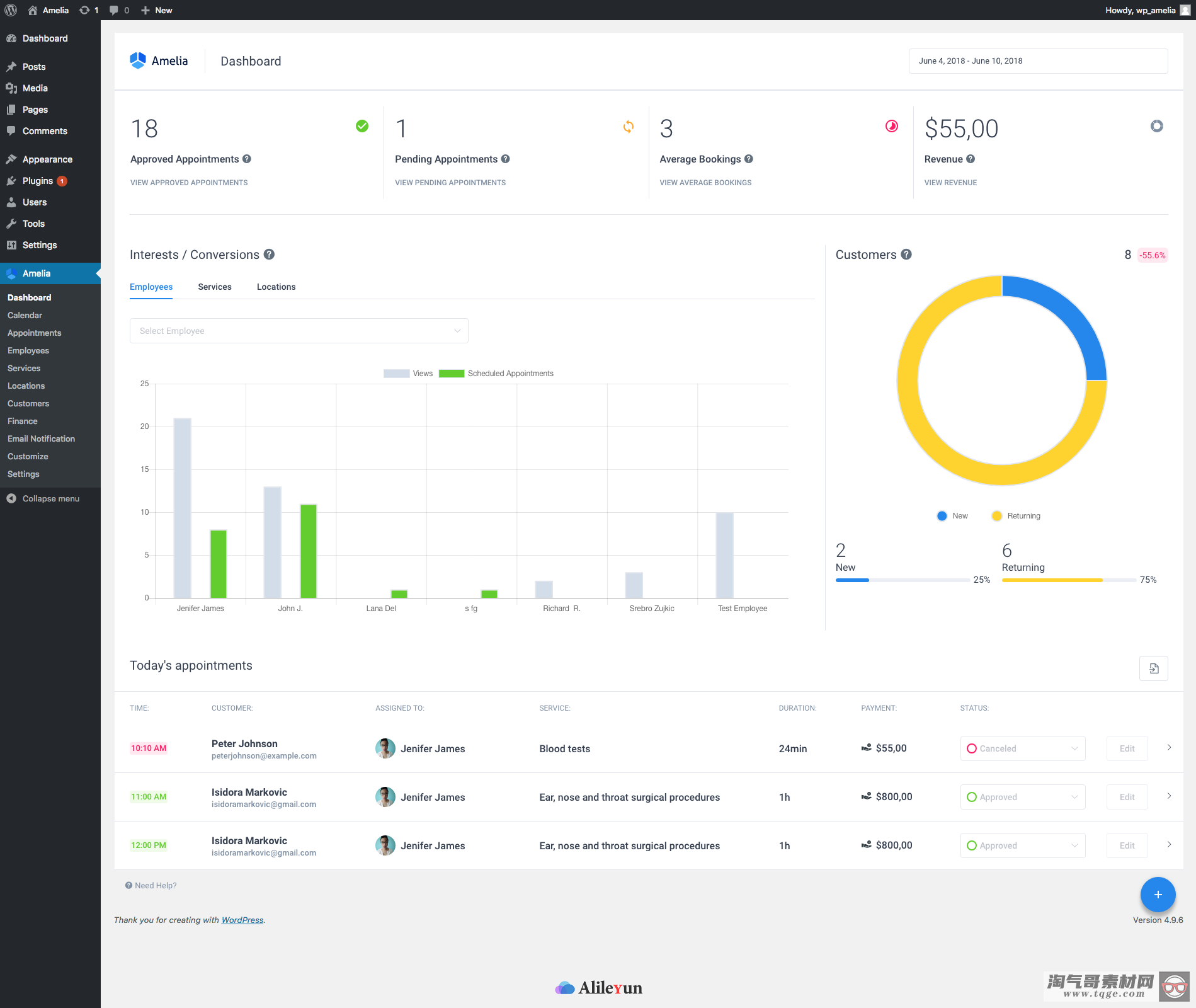 Amelia 3.2.0 Enterprise Level Booking – WordPress自动预约预订插件