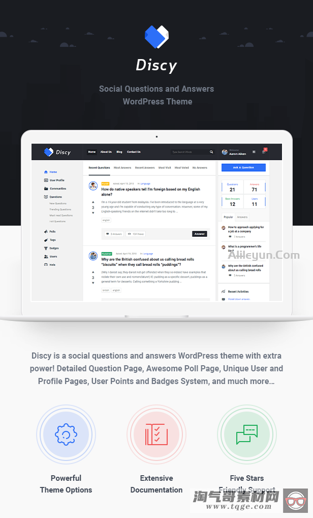 Discy 4.5.1 – WordPress在线社交问答网站主题【含中文语言包】