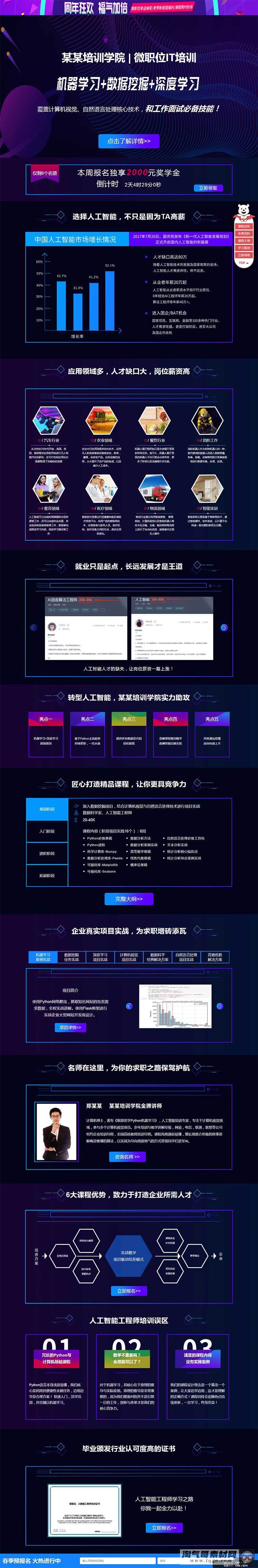 (落地单页)人工智能培训落地页宣传页专题页模板 互联网IT培训类单页网站模板