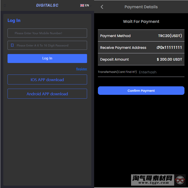 出海源码英文版虚拟币投资系统 USDT充值源码下载 无教程