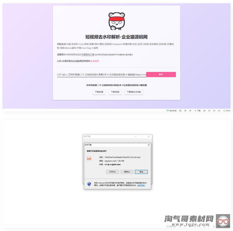 网页版短视频去水印源码，上传即用 